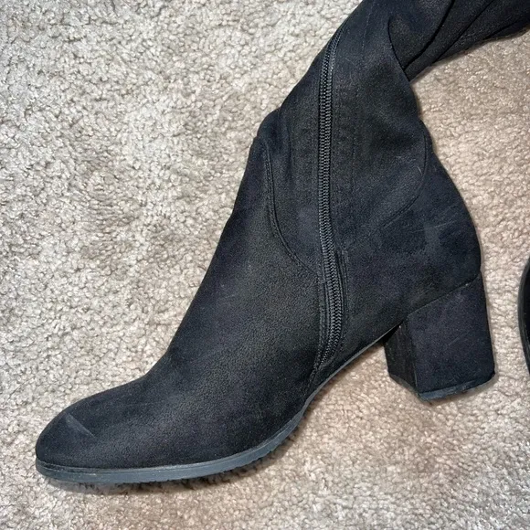 Black Over the Knee Suede Platform Boots Size 9
