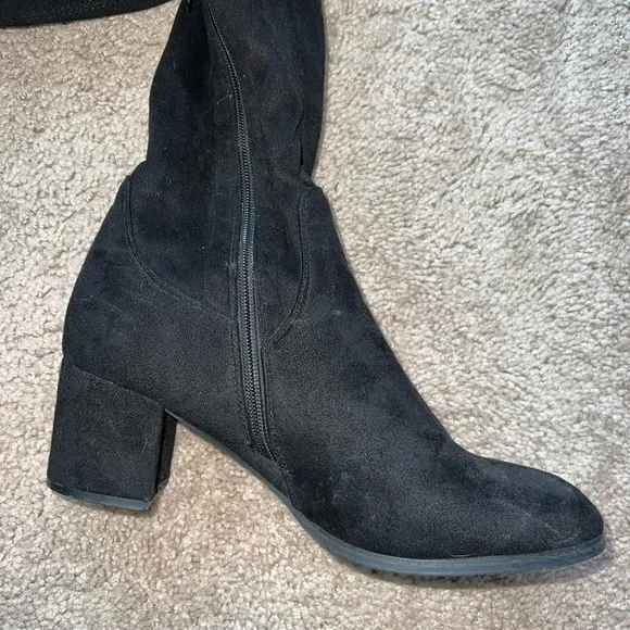 Black Over the Knee Suede Platform Boots Size 9
