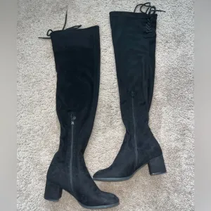 Black Over the Knee Suede Platform Boots Size 9