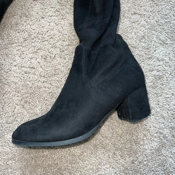 Black Over the Knee Suede Platform Boots Size 9