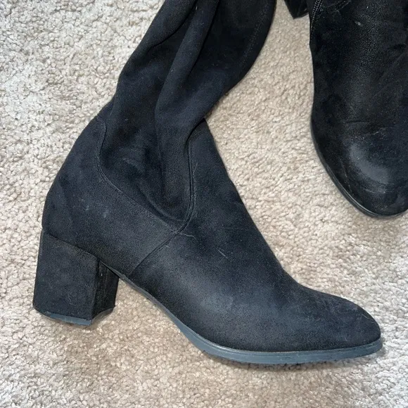 Black Over the Knee Suede Platform Boots Size 9