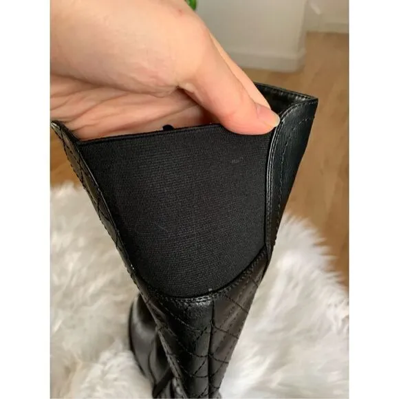 Black riding boots size 6 with stretchy back part new  faux leather