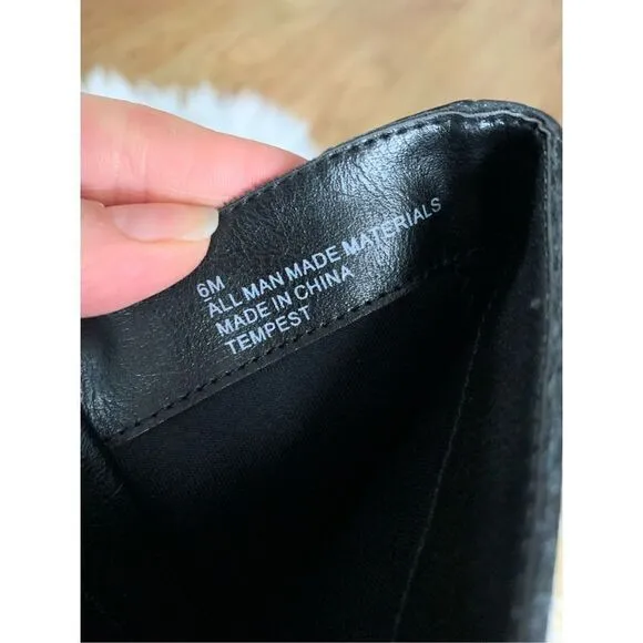 Black riding boots size 6 with stretchy back part new  faux leather