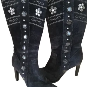 Black Suede Cowboy Boots - LE Silla