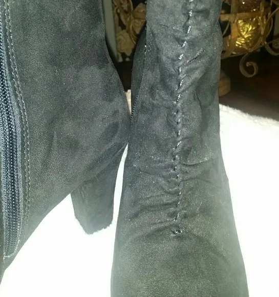 Black Suede Crimped Pant Boot (NWOT)