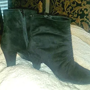 Black Suede Crimped Pant Boot (NWOT)
