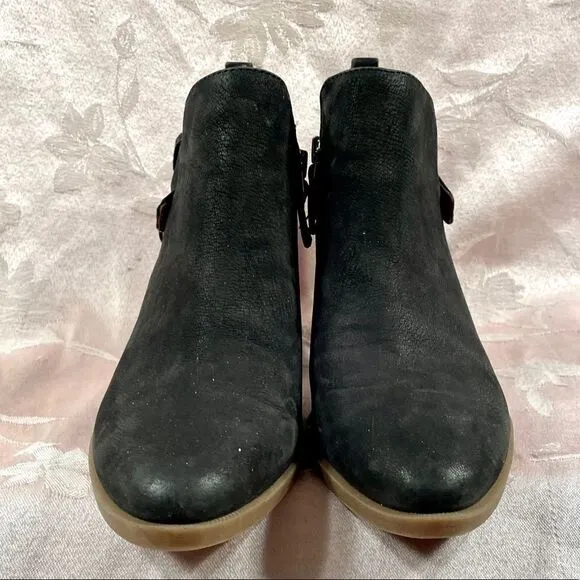 BLACK LEATHER FRANCO SARTO ANKLE BOOTS SIZE 7.5