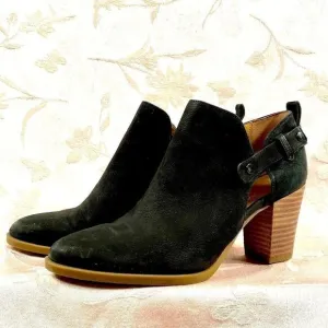 BLACK LEATHER FRANCO SARTO ANKLE BOOTS SIZE 7.5