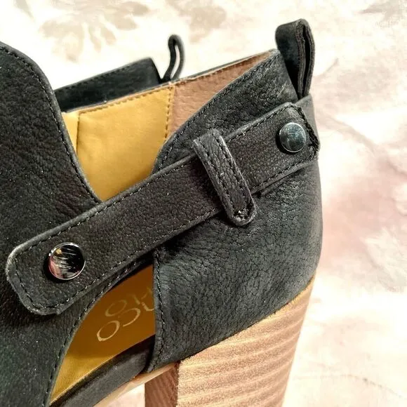 BLACK LEATHER FRANCO SARTO ANKLE BOOTS SIZE 7.5