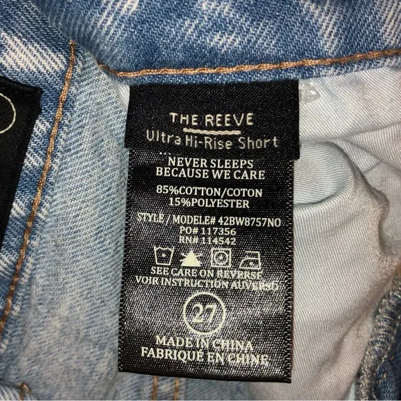Blank NYC The Reeve Ultra High-Rise Frayed Raw Hem Light Wash Denim Shorts