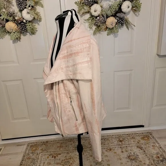 BLANKNYC - Light Pink Tie-Dye Zip-Up Faux Suede Moto Jacket Sz M