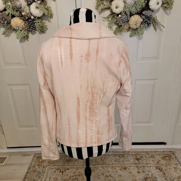 BLANKNYC - Light Pink Tie-Dye Zip-Up Faux Suede Moto Jacket Sz M