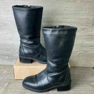 Blondo Boots Women 6.5 Black Leather Wool Lined Side Zip Waterproof Riding Biker