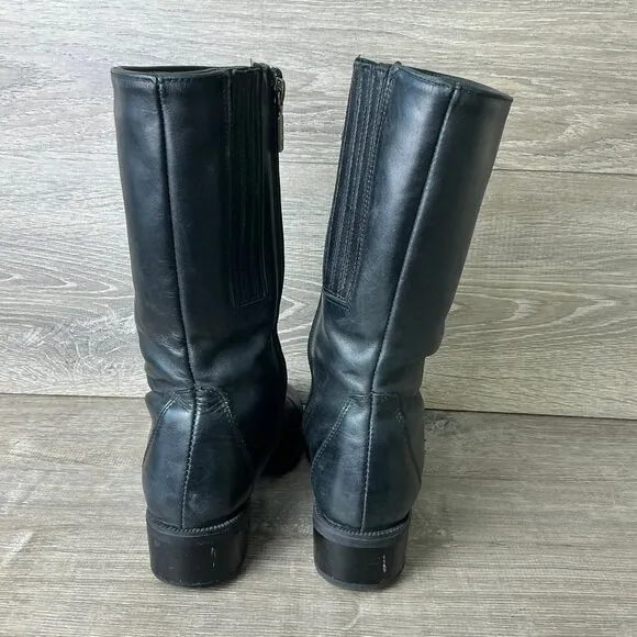 Blondo Boots Women 6.5 Black Leather Wool Lined Side Zip Waterproof Riding Biker