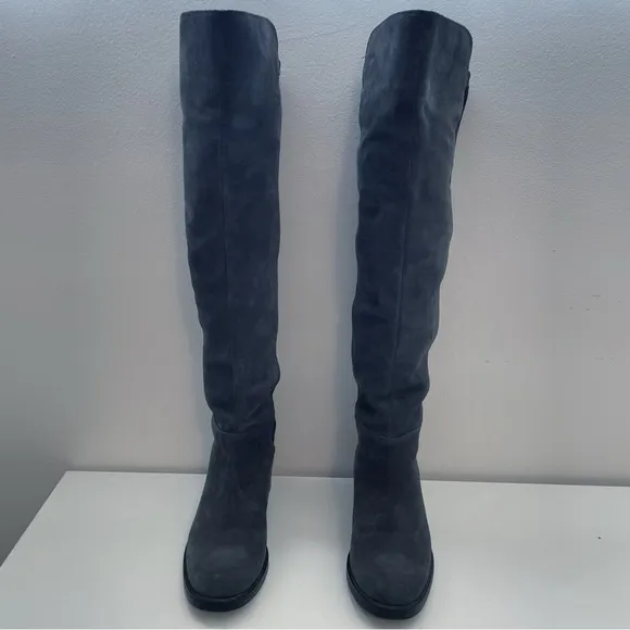 Blondo Ellie Waterproof Suede Riding Boots grey over the knee leather tall 7.5