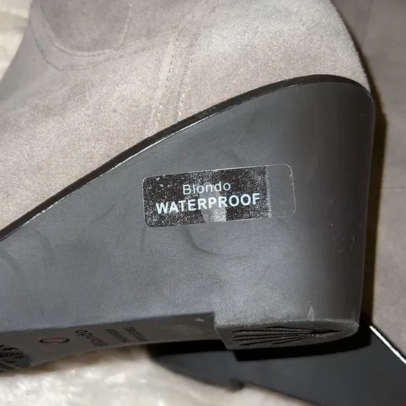 Blondo Larissa Waterproof Suede Leather Knee High Wedge Boots