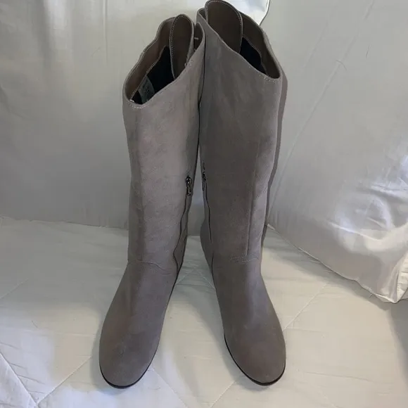 Blondo Larissa Waterproof Suede Leather Knee High Wedge Boots