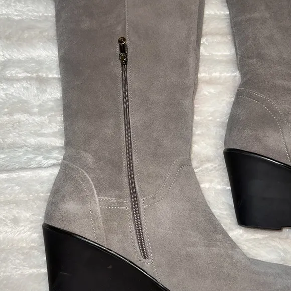 Blondo Larissa Waterproof Suede Leather Knee High Wedge Boots