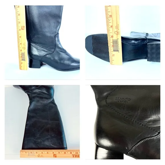 Blondo NWT Black Waterproof Leather &amp; Natural Rubber Sole Riding Boots Sz 6.5WW