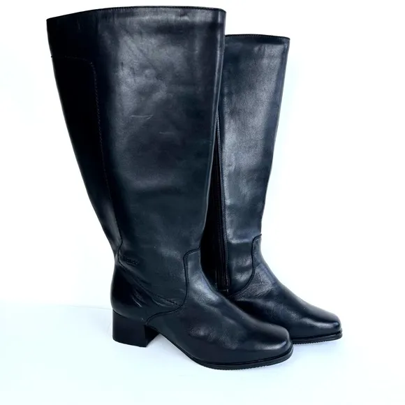 Blondo NWT Black Waterproof Leather &amp; Natural Rubber Sole Riding Boots Sz 6.5WW