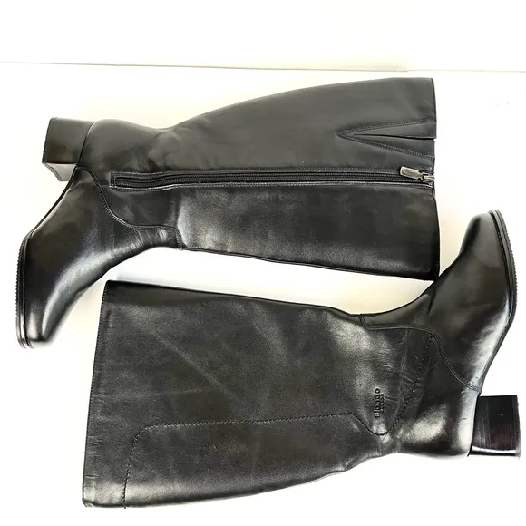 Blondo NWT Black Waterproof Leather &amp; Natural Rubber Sole Riding Boots Sz 6.5WW