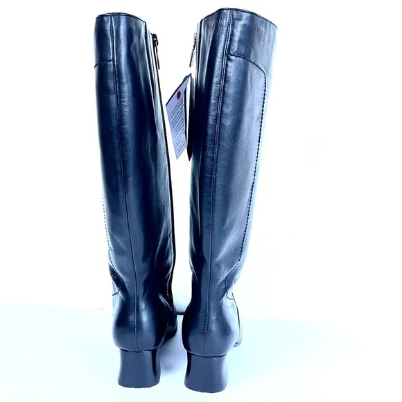 Blondo NWT Black Waterproof Leather &amp; Natural Rubber Sole Riding Boots Sz 6.5WW