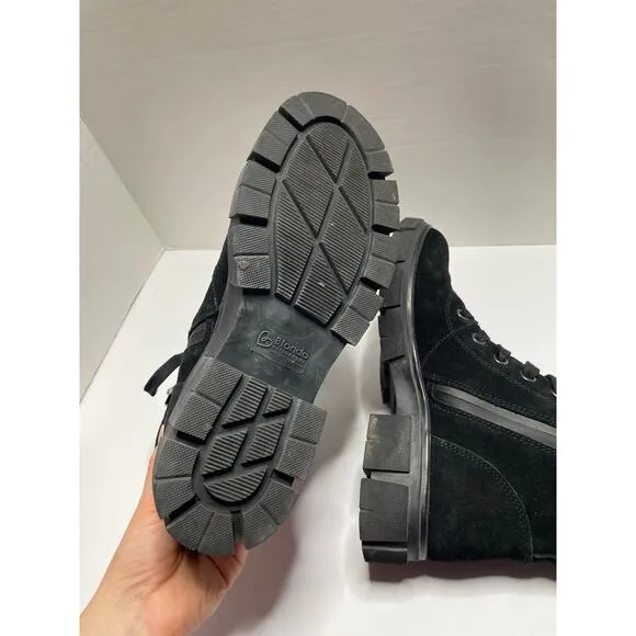 Blondo Perri Waterproof Combat Boots Women's Size 9M Black Suede