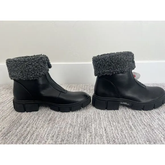 Blondo Plaka Waterproof Boot Size 6 Black Leather Lug Sole Fleece, NWOT
