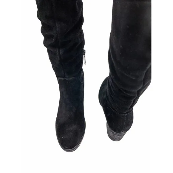 Blondo Waterproof Women's Black Ruched Nadeen Suede Tall Knee Boots 7.5