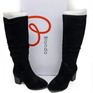 Blondo Waterproof Women's Black Ruched Nadeen Suede Tall Knee Boots 7.5
