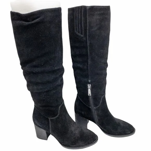 Blondo Waterproof Women's Black Ruched Nadeen Suede Tall Knee Boots 7.5
