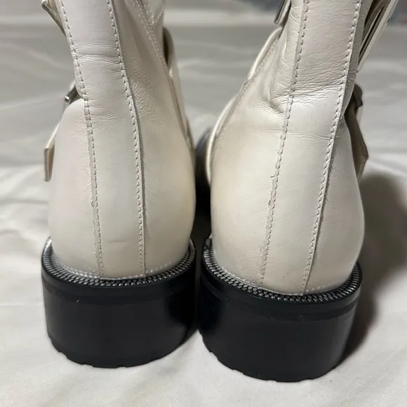 Blondo Women’s Camila Waterproof Moto Buckle Biker Bootie in Ivory/Off White