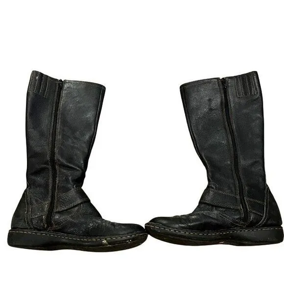 b.o.c. Born Womens Concept Boots 8.5M Black Leather Riding Full Zip Round Toe