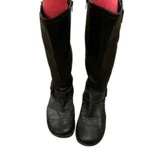 b.o.c. Born Womens Concept Boots 8.5M Black Leather Riding Full Zip Round Toe