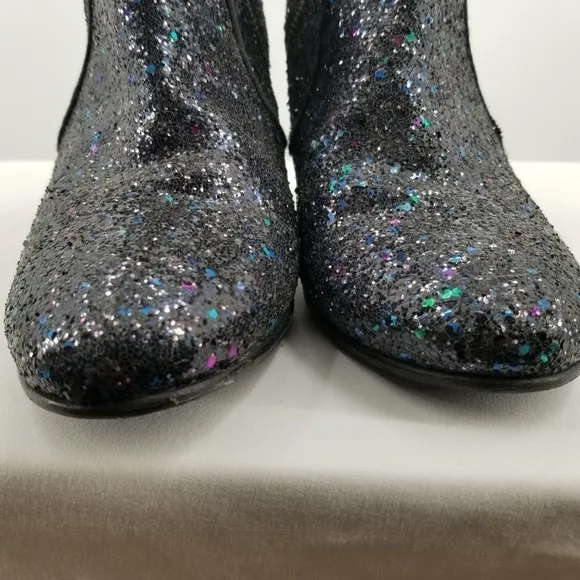 Boden Chunky Glitter Ankle Block Heel Boots Size 42 (10.5)
