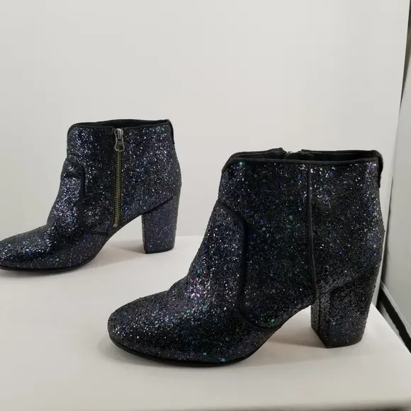 Boden Chunky Glitter Ankle Block Heel Boots Size 42 (10.5)