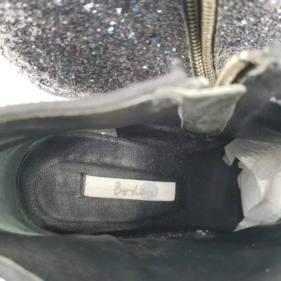 Boden Chunky Glitter Ankle Block Heel Boots Size 42 (10.5)