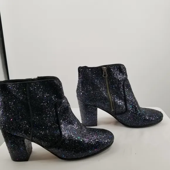 Boden Chunky Glitter Ankle Block Heel Boots Size 42 (10.5)