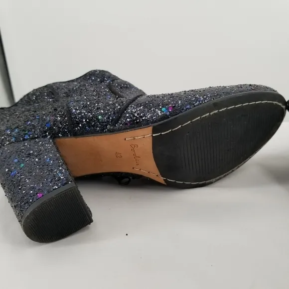 Boden Chunky Glitter Ankle Block Heel Boots Size 42 (10.5)