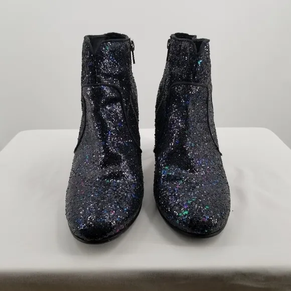 Boden Chunky Glitter Ankle Block Heel Boots Size 42 (10.5)