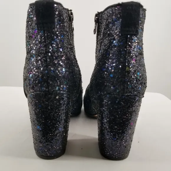 Boden Chunky Glitter Ankle Block Heel Boots Size 42 (10.5)
