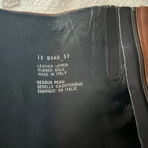 Boemos Brown Size US 6.5 Leather Tall Knee High Heeled Boots Vintage Italy 80’s