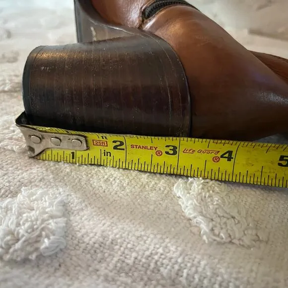 Boemos Brown Size US 6.5 Leather Tall Knee High Heeled Boots Vintage Italy 80’s