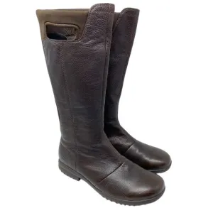 Bogs Brown Waterproof Leather Riding Boots Women's Size 11 Pull On/Side Zip EUC