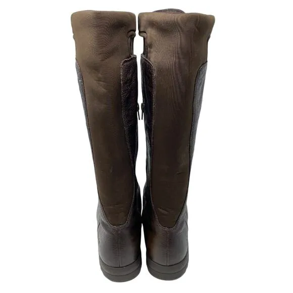 Bogs Brown Waterproof Leather Riding Boots Women's Size 11 Pull On/Side Zip EUC