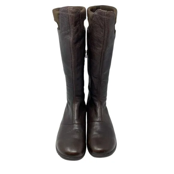 Bogs Brown Waterproof Leather Riding Boots Women's Size 11 Pull On/Side Zip EUC
