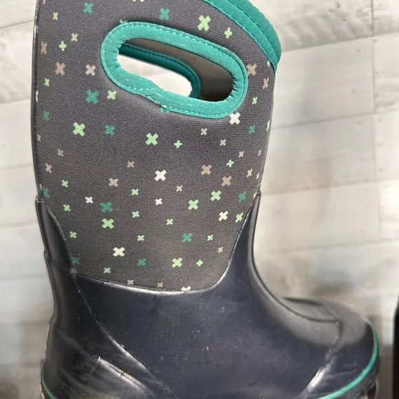 Bogs Classic High Handle Pull On Blue Youth Kids Rain Snow Boots Size 3
