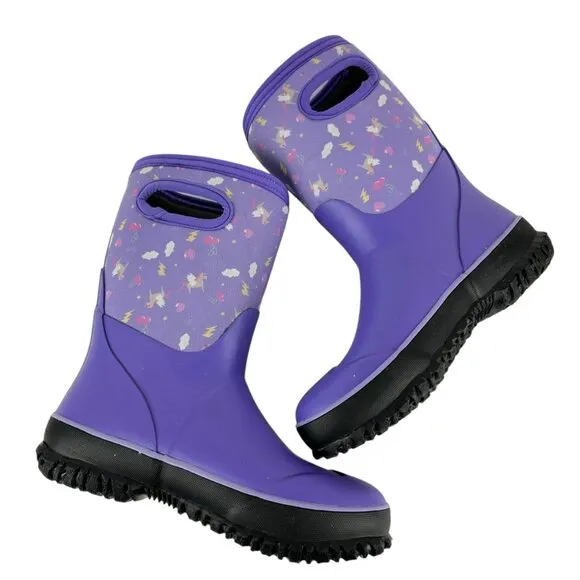 BOGS Grasp Pegasus Youth Size 4 Classic Waterproof Snow Boot Purple Unicorn NEW