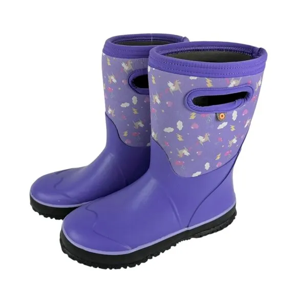 BOGS Grasp Pegasus Youth Size 4 Classic Waterproof Snow Boot Purple Unicorn NEW