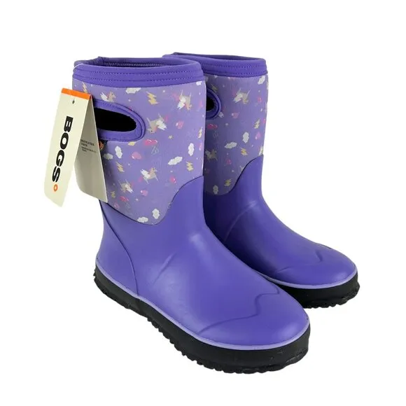 BOGS Grasp Pegasus Youth Size 4 Classic Waterproof Snow Boot Purple Unicorn NEW